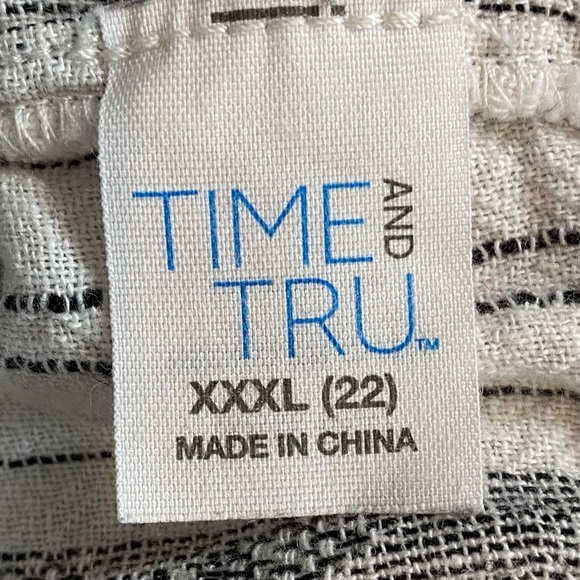 Time and Tru Women Plus sz XXXL (22) White Gray Linen Blend Shorts Elastic Waist - Picture 6 of 7
